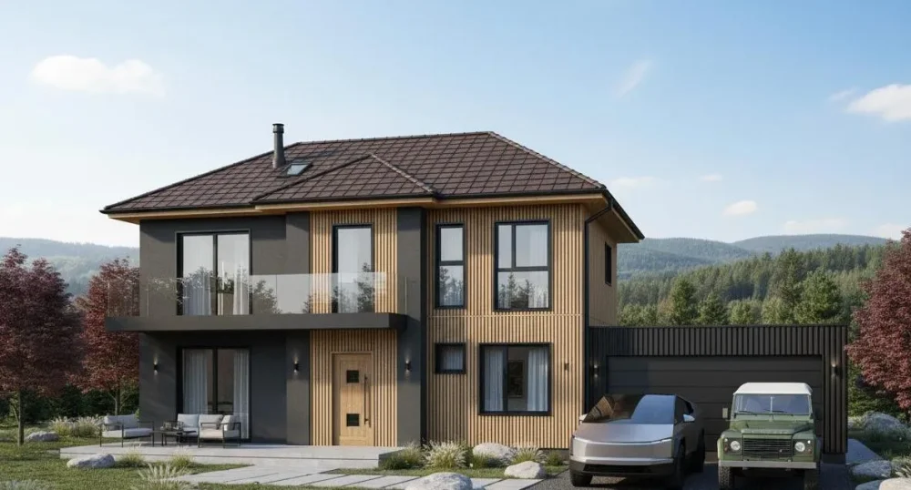 Проект Двухэтажный дом 9 на 8, 87 м2