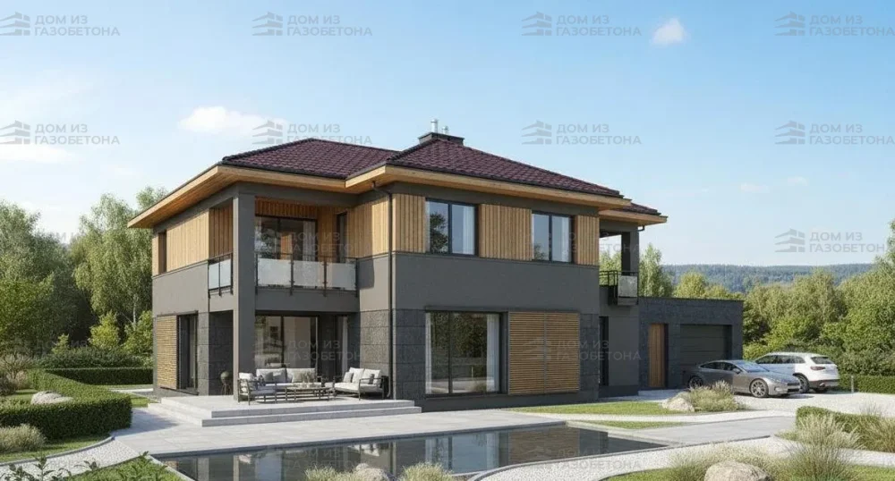 Проект Двухэтажный дом 15 на 15, 233 м2